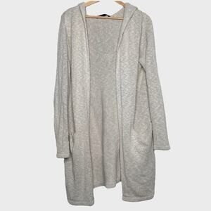 Jenni Kayne XS Oatmeal Cotton Linen Long Hooded Cardigan Cozy Everyday Luxe